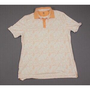Graham Luxe Men's Polo Shirt Orange Floral Design All Over Print Stretch Golf L